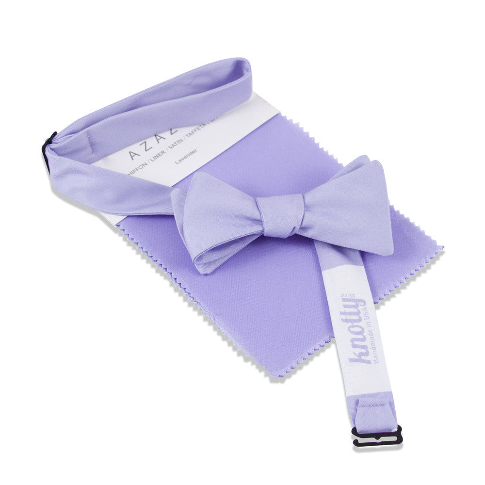 Lavender bow tie matched to azazie dress swatch