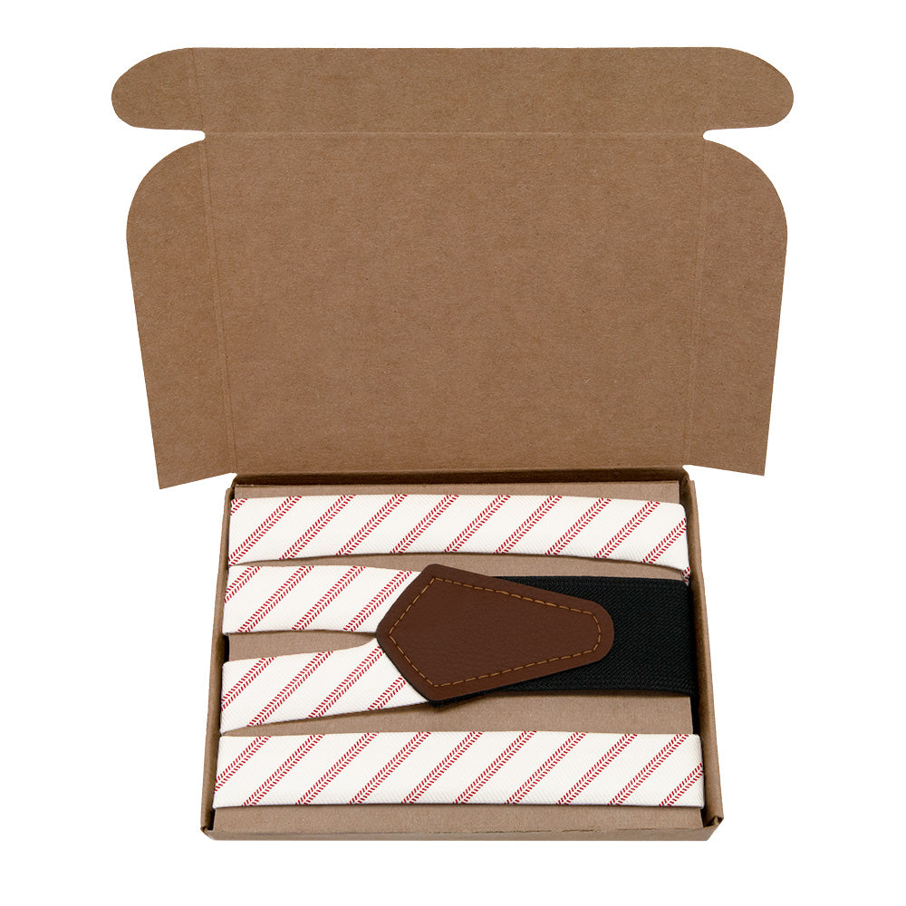 Baseball Stripe Suspenders - Kraft Gift Box Packaging - Knotty Tie Co.