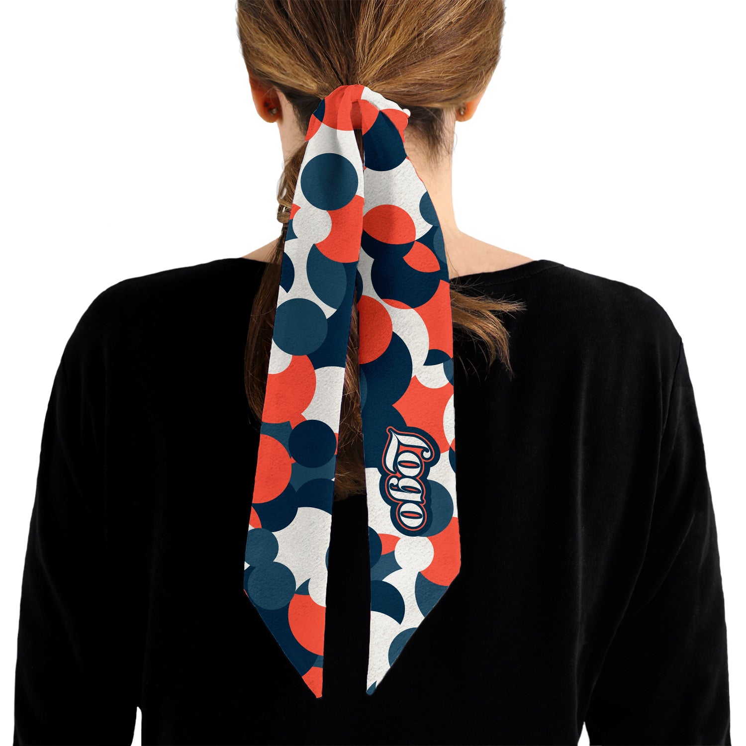 Bubble Dots 4 Hair Flat Lay Logo Scarf - Knotty Tie Co.