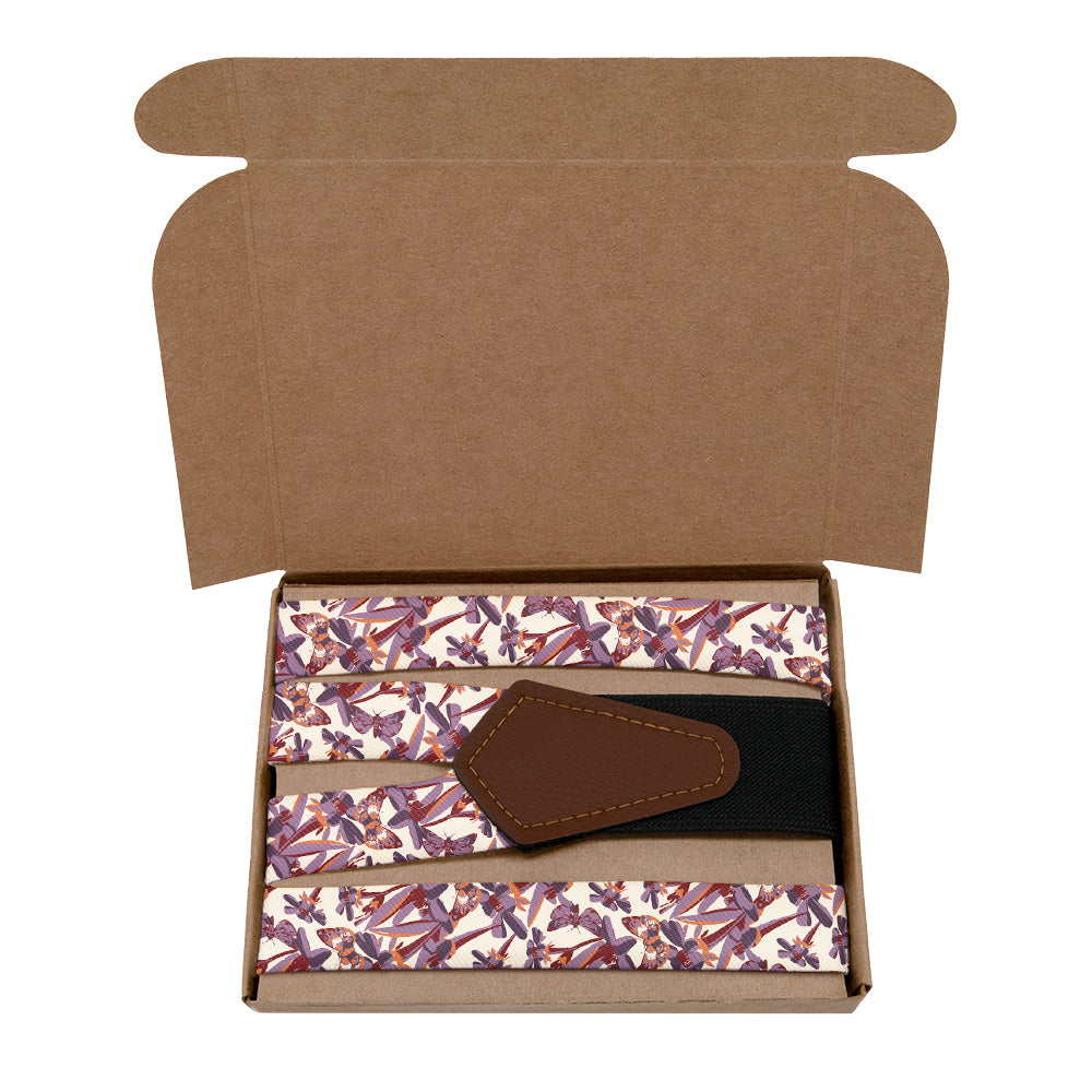 Butterfly Floral Suspenders - Kraft Gift Box Packaging - Knotty Tie Co.
