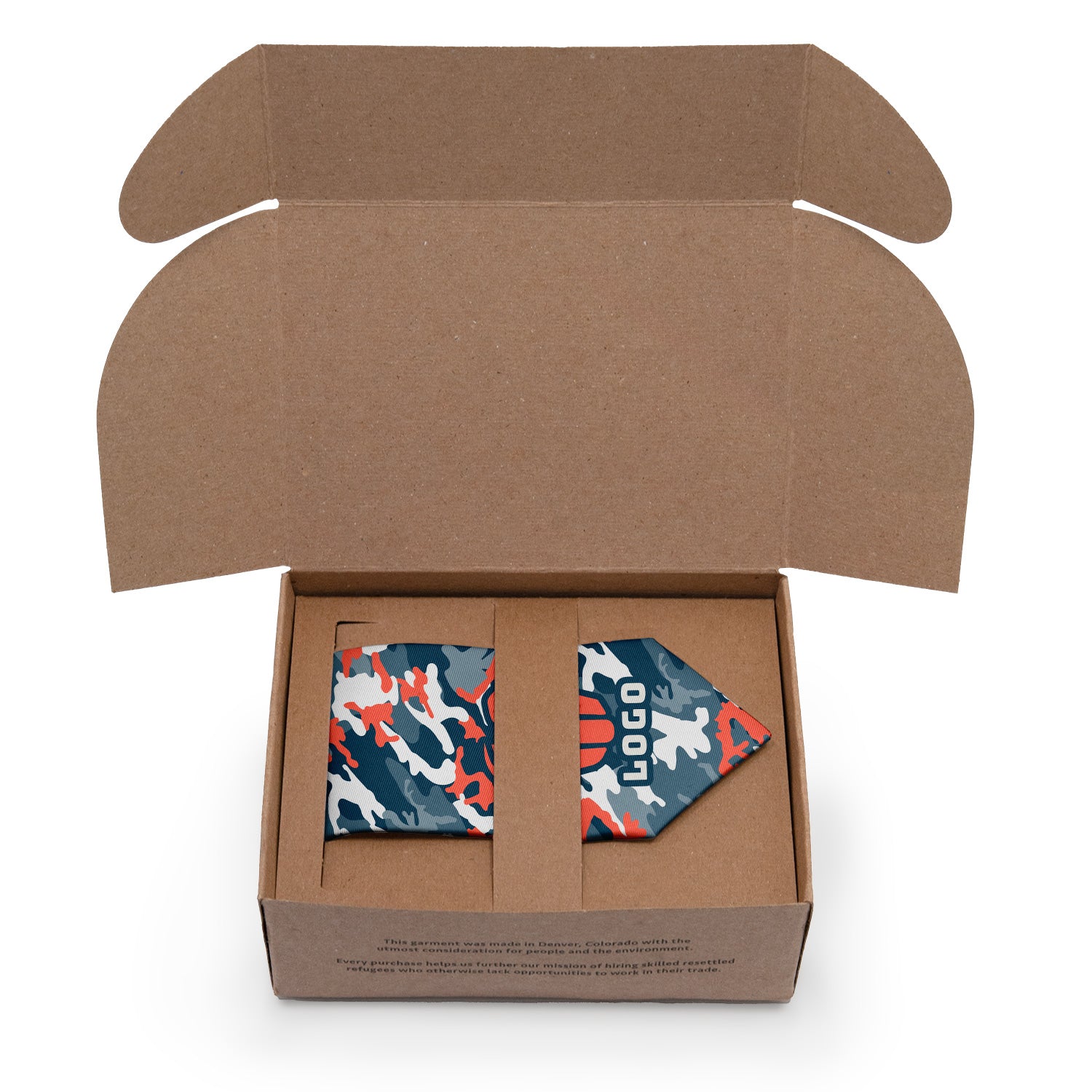 Custom Camo 1 Logo Tie - Packaging - Knotty Tie Co.
