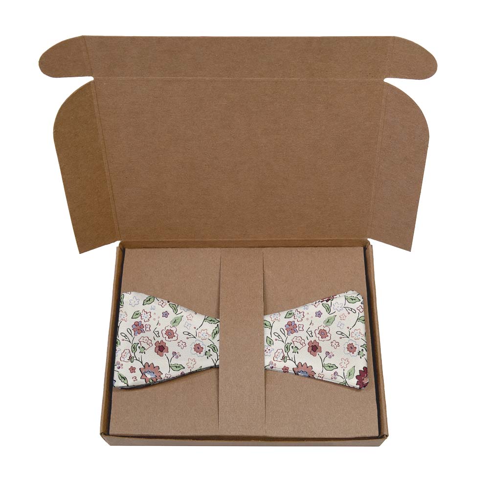 Cecile Floral Bow Tie- Kraft Gift Box Packaging - Knotty Tie Co.