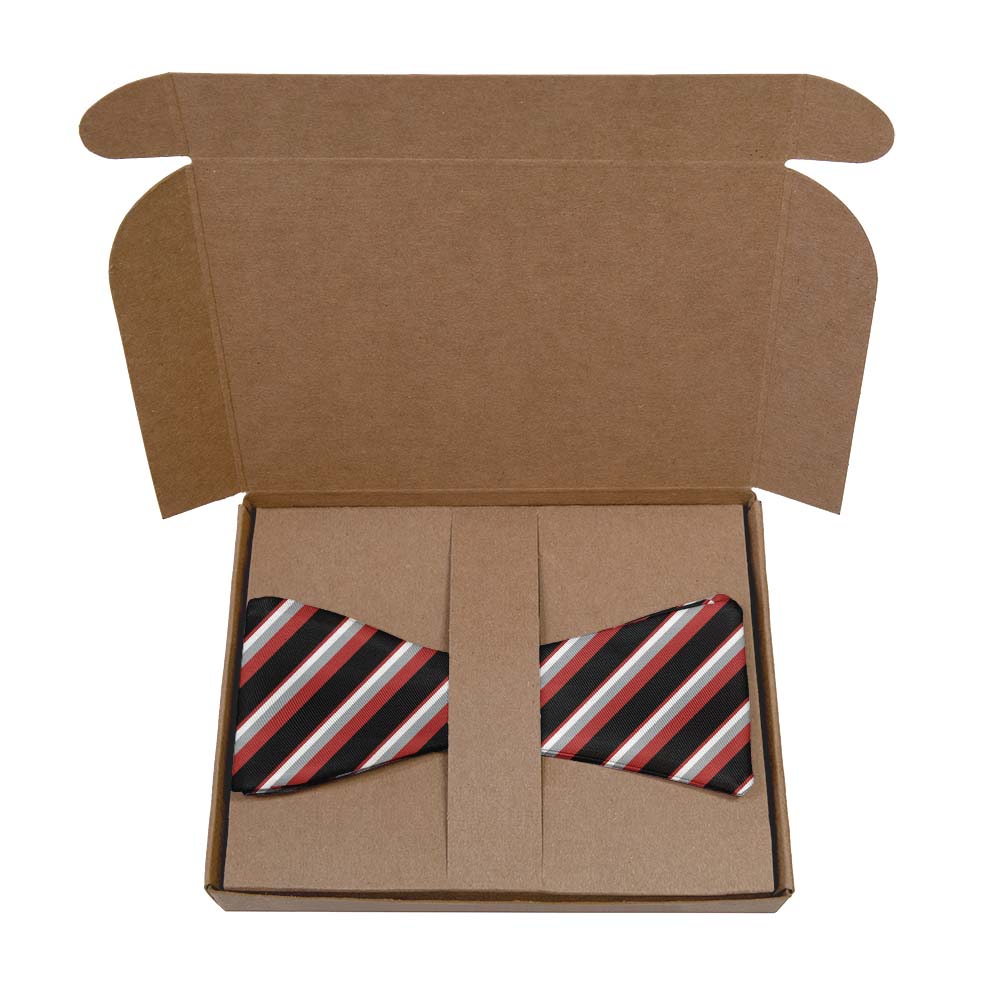 Clarke Stripe Bow Tie- Kraft Gift Box Packaging - Knotty Tie Co.