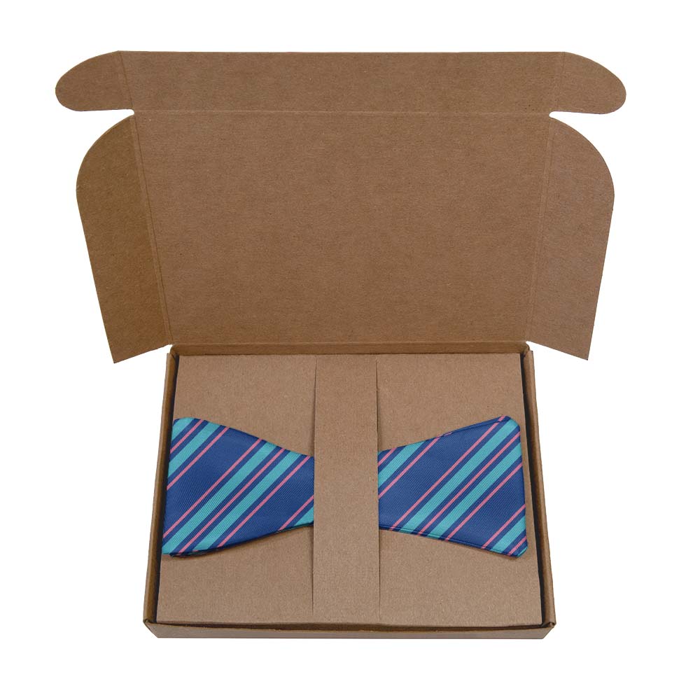 Colfax Stripe Bow Tie- Kraft Gift Box Packaging - Knotty Tie Co.