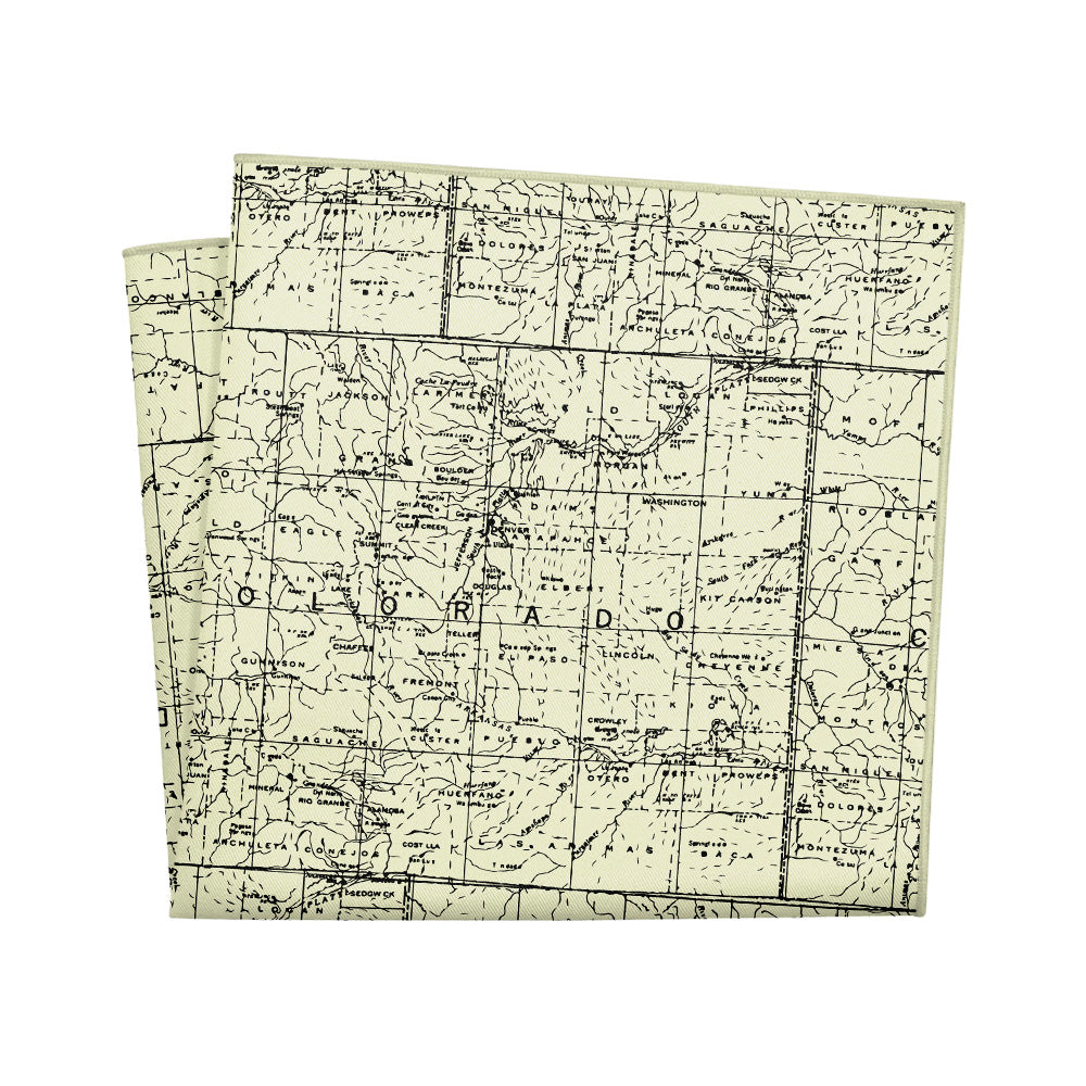 Colorado Map Pocket Square - 12" Square - Knotty Tie Co.