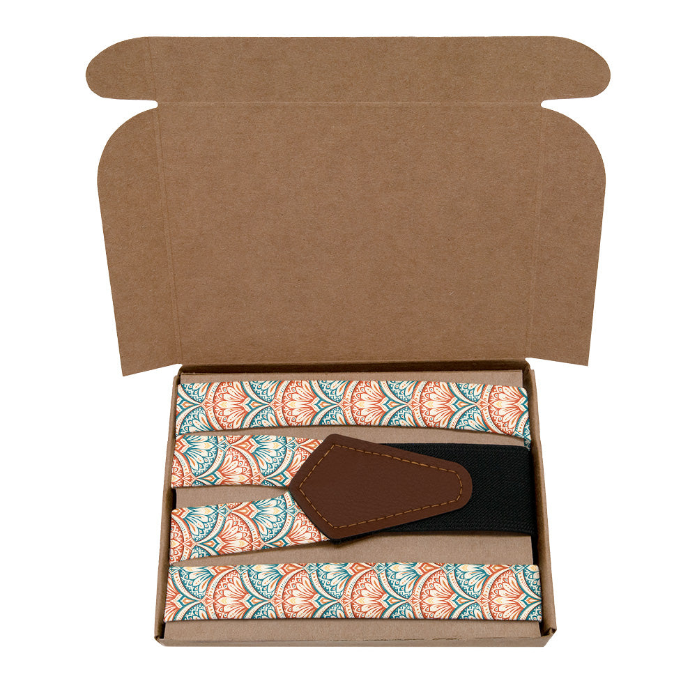 Deco Fan Bloom Suspenders - Kraft Gift Box Packaging - Knotty Tie Co.