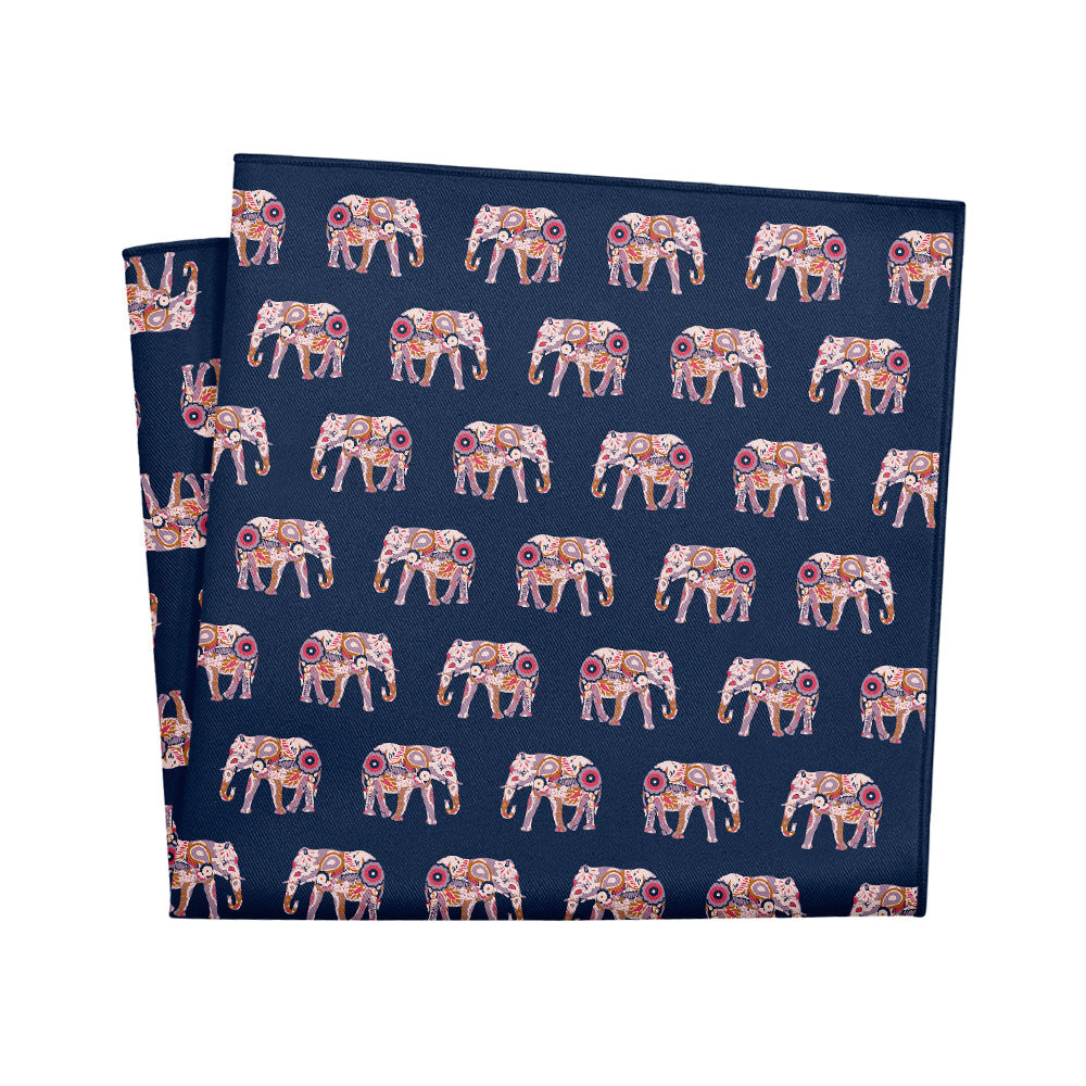 Floral Elephants Pocket Square - 12" Square - Knotty Tie Co.