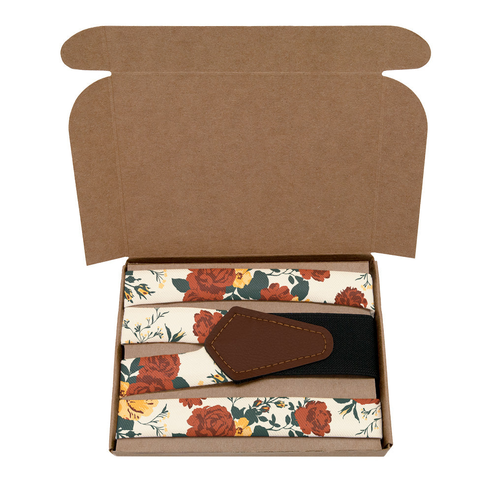 Full Bloom Floral Suspenders - Kraft Gift Box Packaging - Knotty Tie Co.