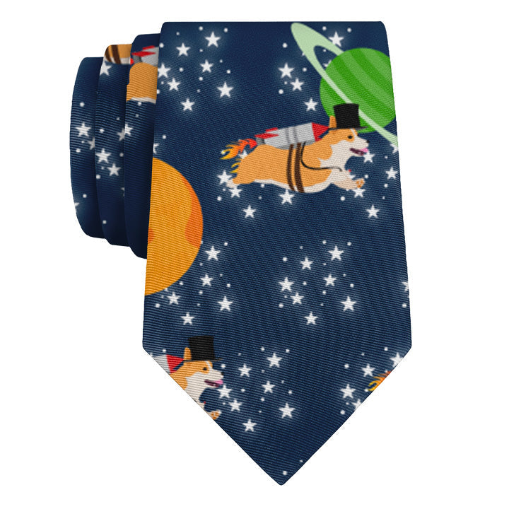 Galactic Corgi Necktie - Rolled - Knotty Tie Co.