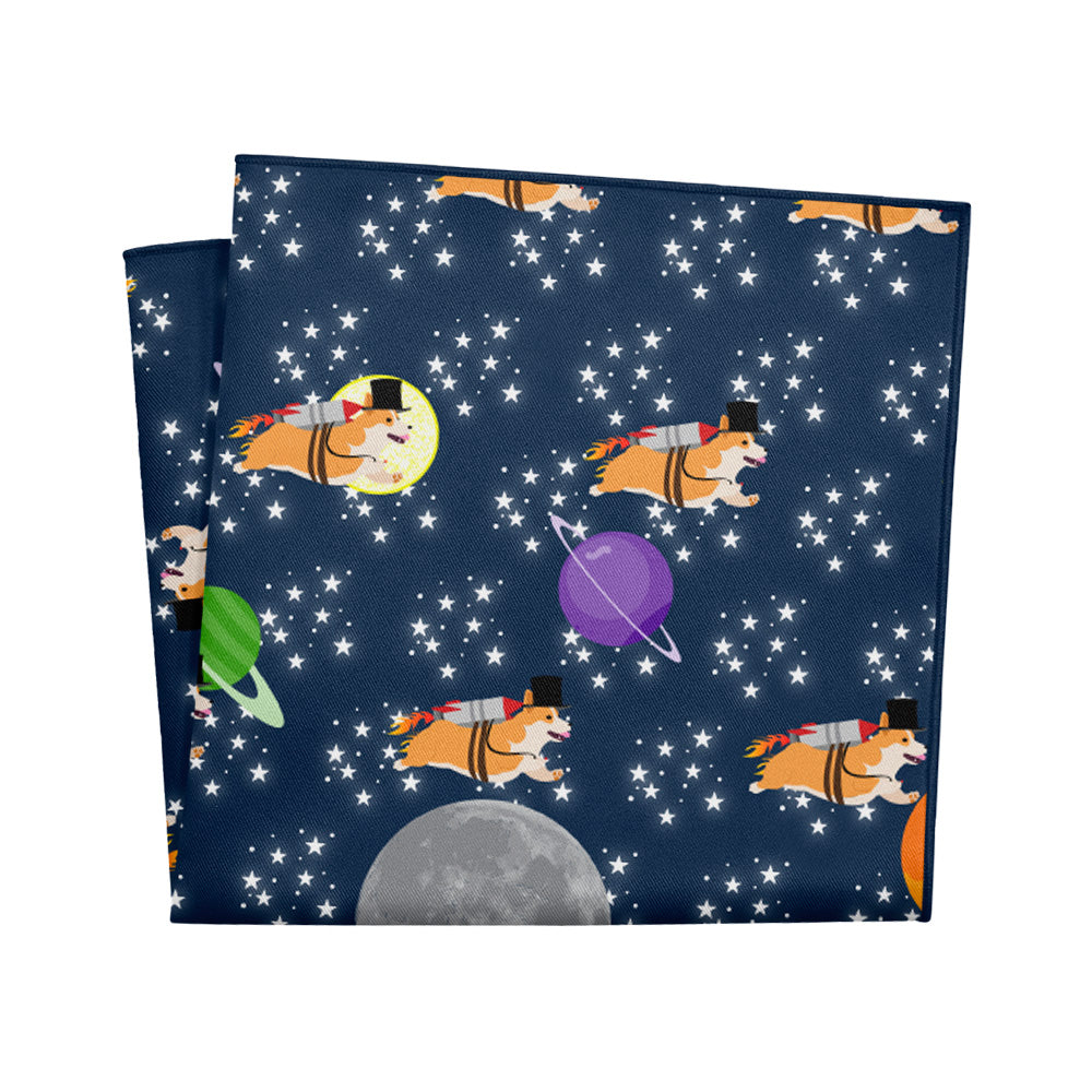 Galactic Corgi Pocket Square - 12" Square - Knotty Tie Co.