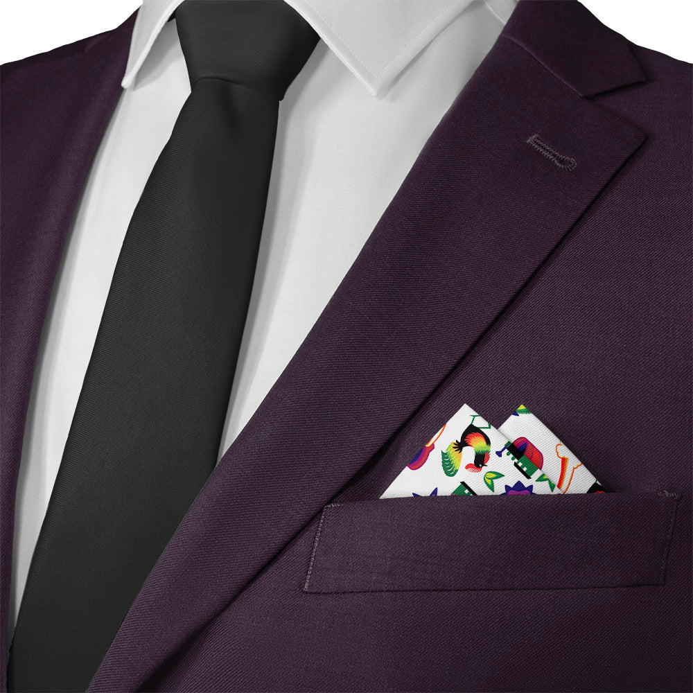 Globeville Folk Art Pocket Square - 12" Square - Knotty Tie Co.