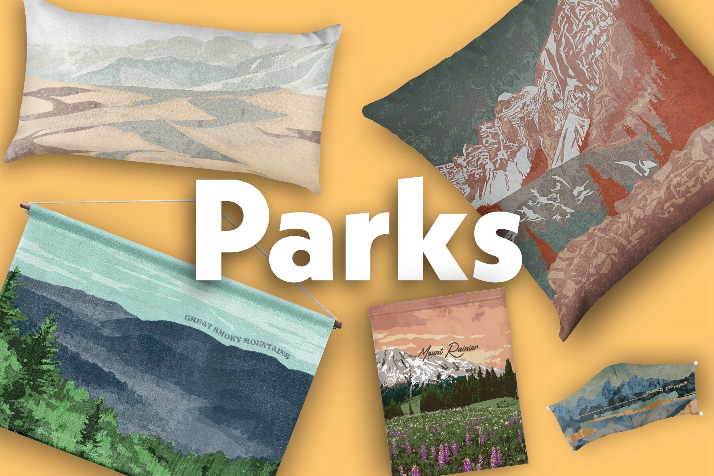collage of national park themed designs