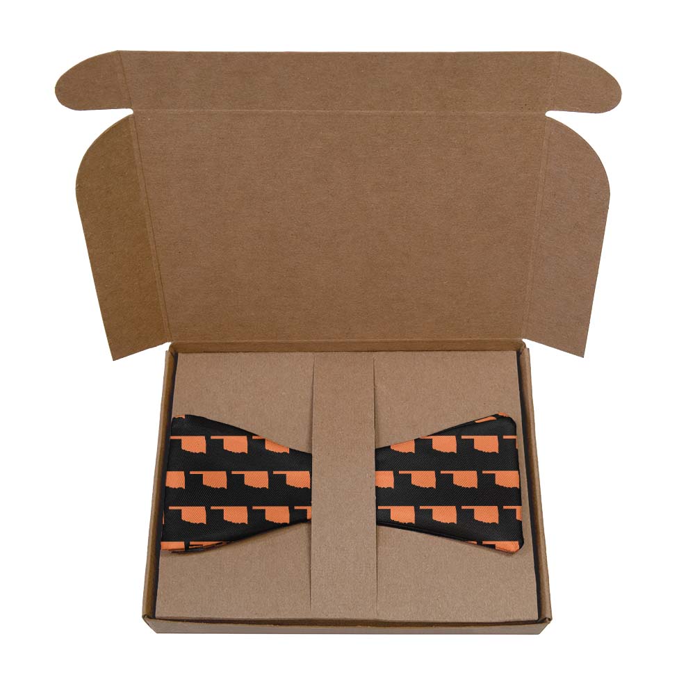 Oklahoma State Outline Bow Tie- Kraft Gift Box Packaging - Knotty Tie Co.