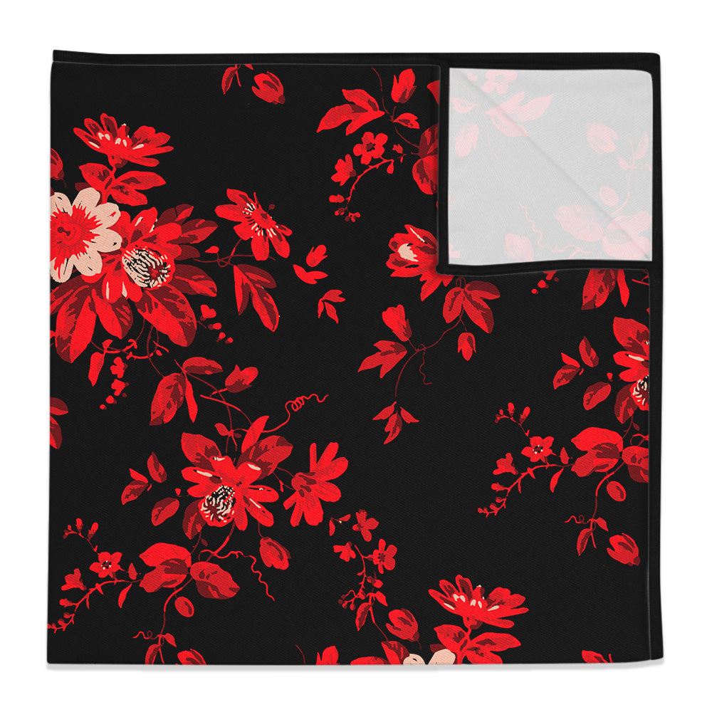 Noir Floral Pocket Square - 12" Square -  - Knotty Tie Co.