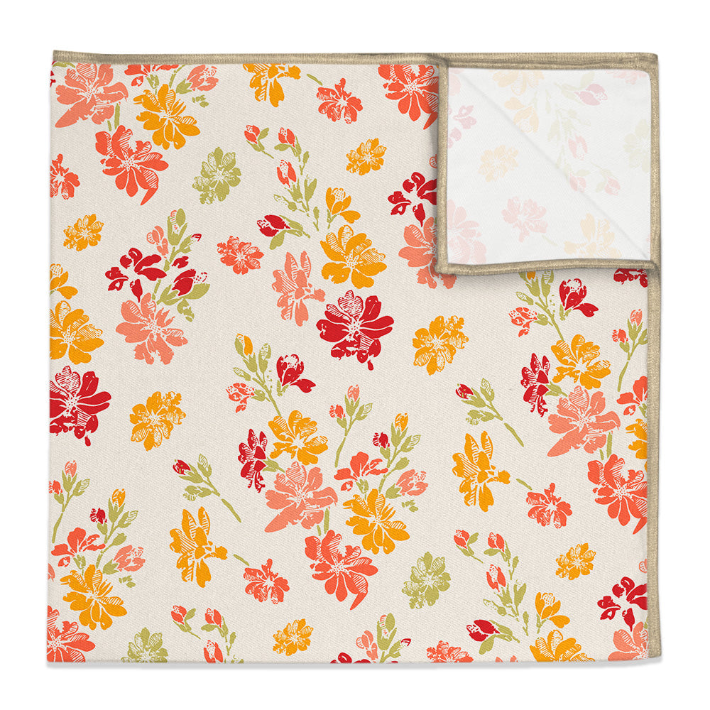 Stamped Floral Pocket Square - 12" Square -  - Knotty Tie Co.
