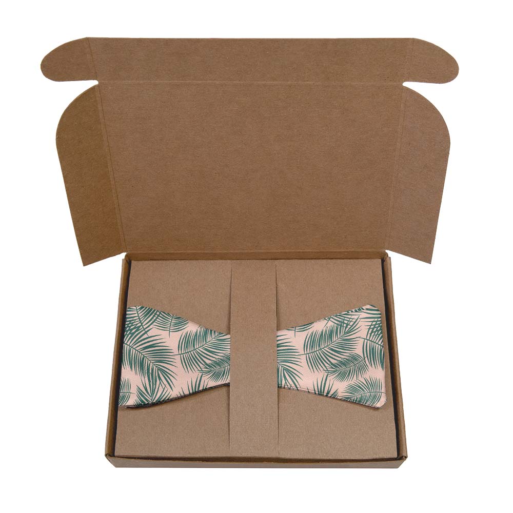 Palm Leaves Bow Tie- Kraft Gift Box Packaging - Knotty Tie Co.