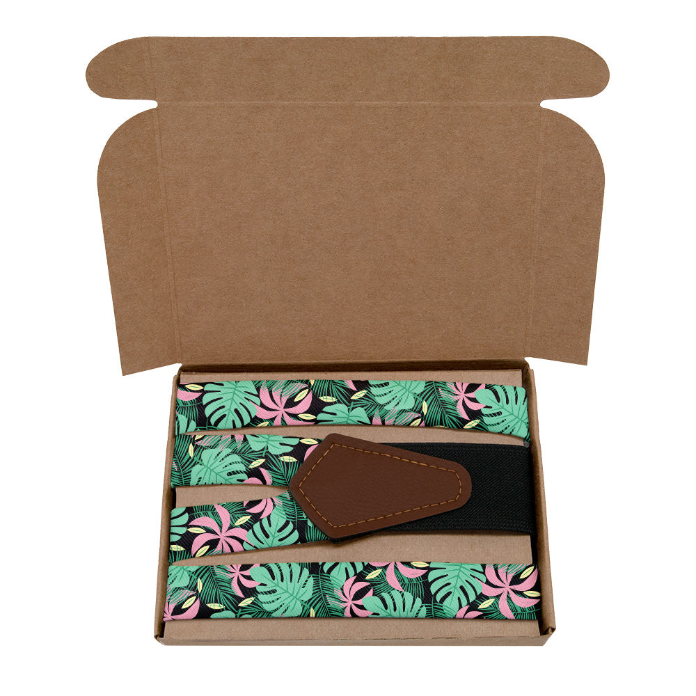 Paradise Palms Suspenders - Kraft Gift Box Packaging - Knotty Tie Co.