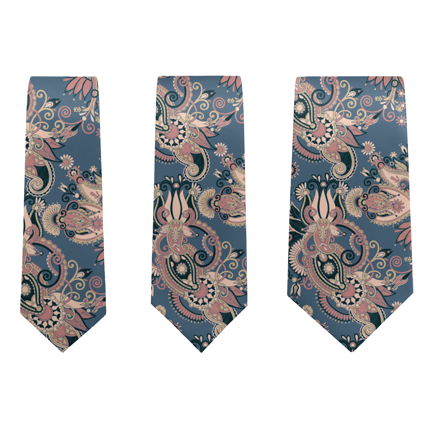 Different bow tie and necktie sizes side by side
