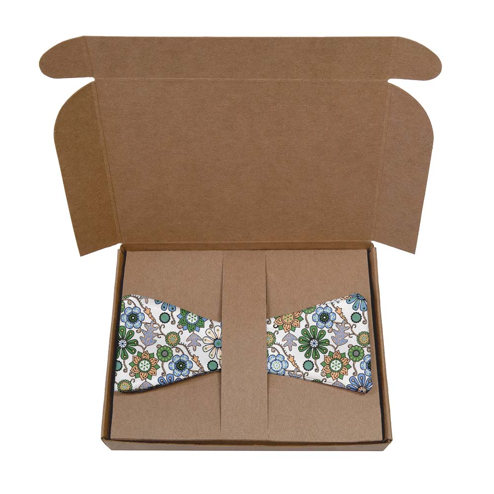 Rural Floral Bow Tie- Kraft Gift Box Packaging - Knotty Tie Co.