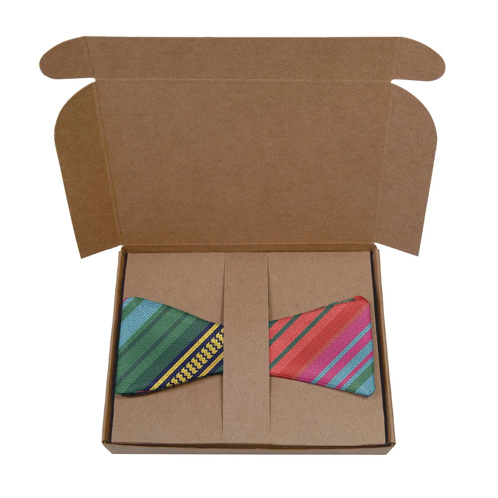 Saltillo Stripe Bow Tie- Kraft Gift Box Packaging - Knotty Tie Co.