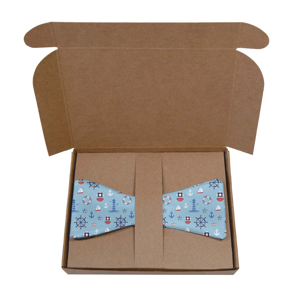 Sea Faring Bow Tie- Kraft Gift Box Packaging - Knotty Tie Co.
