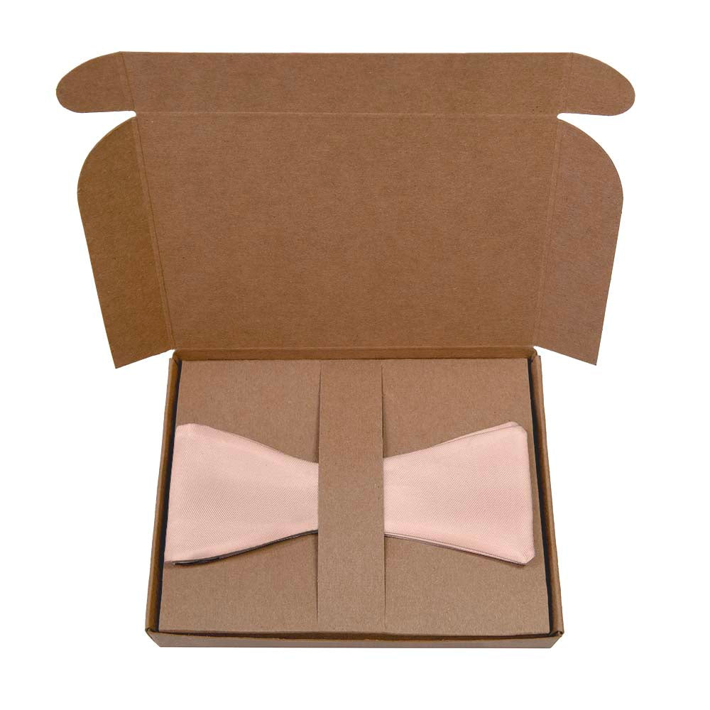 Solid KT Blush Pink Bow Tie- Kraft Gift Box Packaging - Knotty Tie Co.