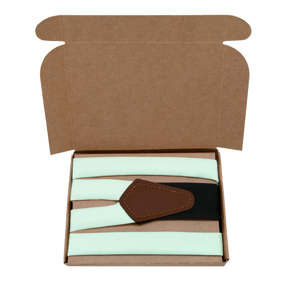 Solid KT Mint Suspenders - Kraft Gift Box Packaging - Knotty Tie Co.