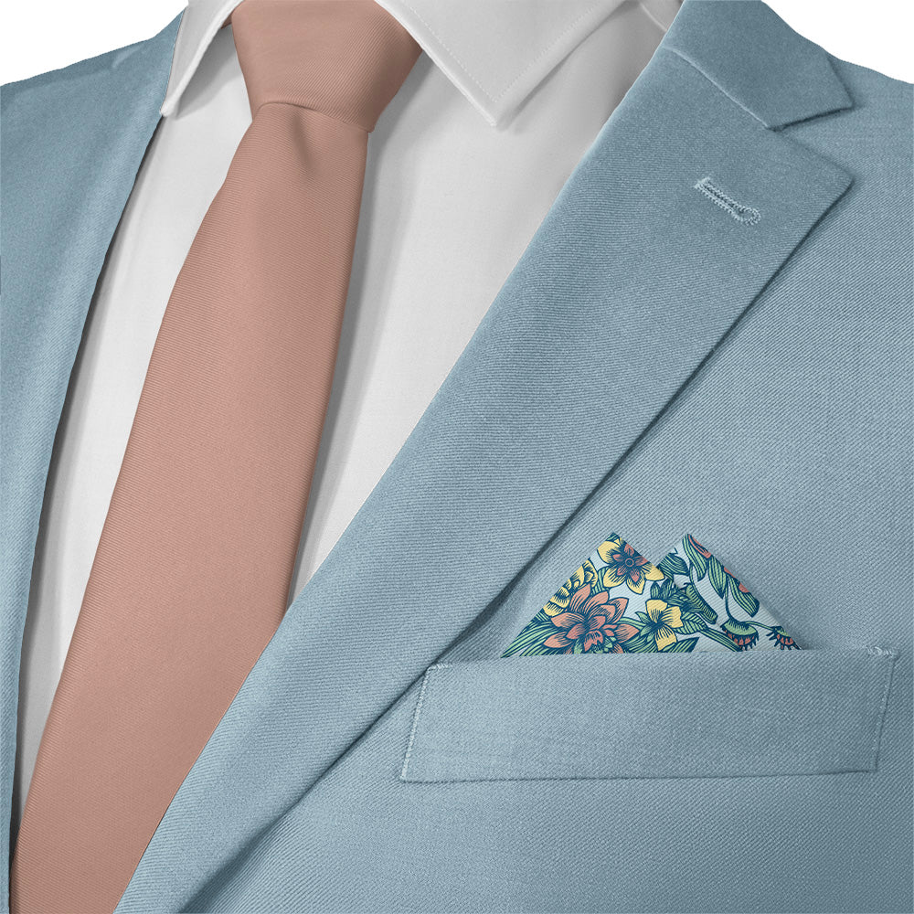 Tattoo Floral Pocket Square - 12" Square - Knotty Tie Co.