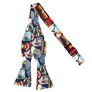 Vintage Ski Patches Bow Tie - Adult Extra-Long Self-Tie 18-21" -  - Knotty Tie Co.