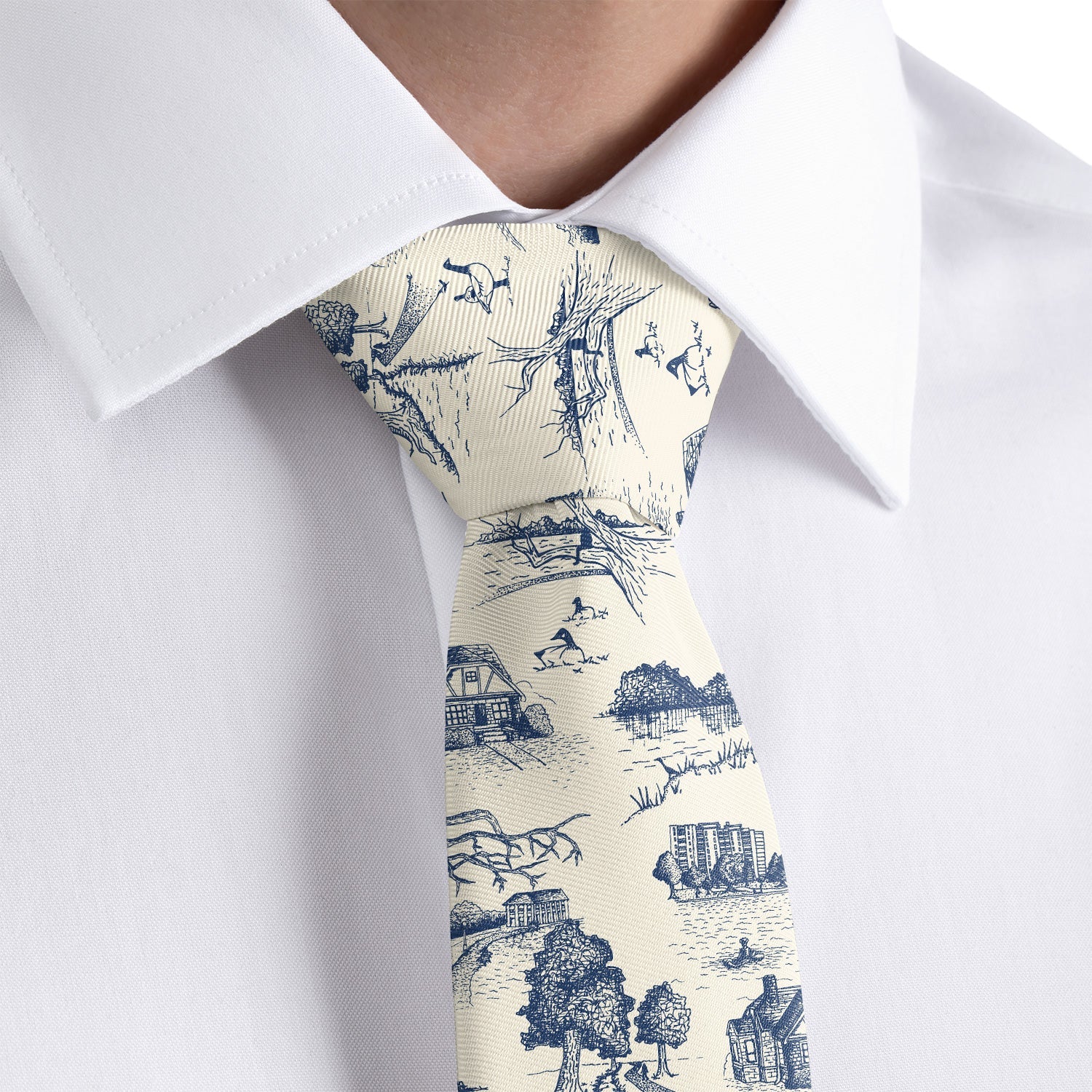 Wash Park Toile Necktie - Rolled - Knotty Tie Co.