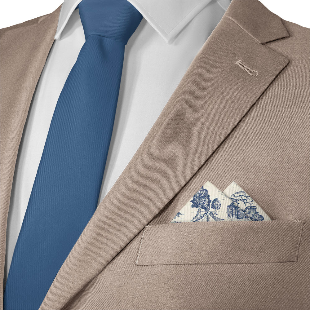 Wash Park Toile Pocket Square - 12" Square - Knotty Tie Co.