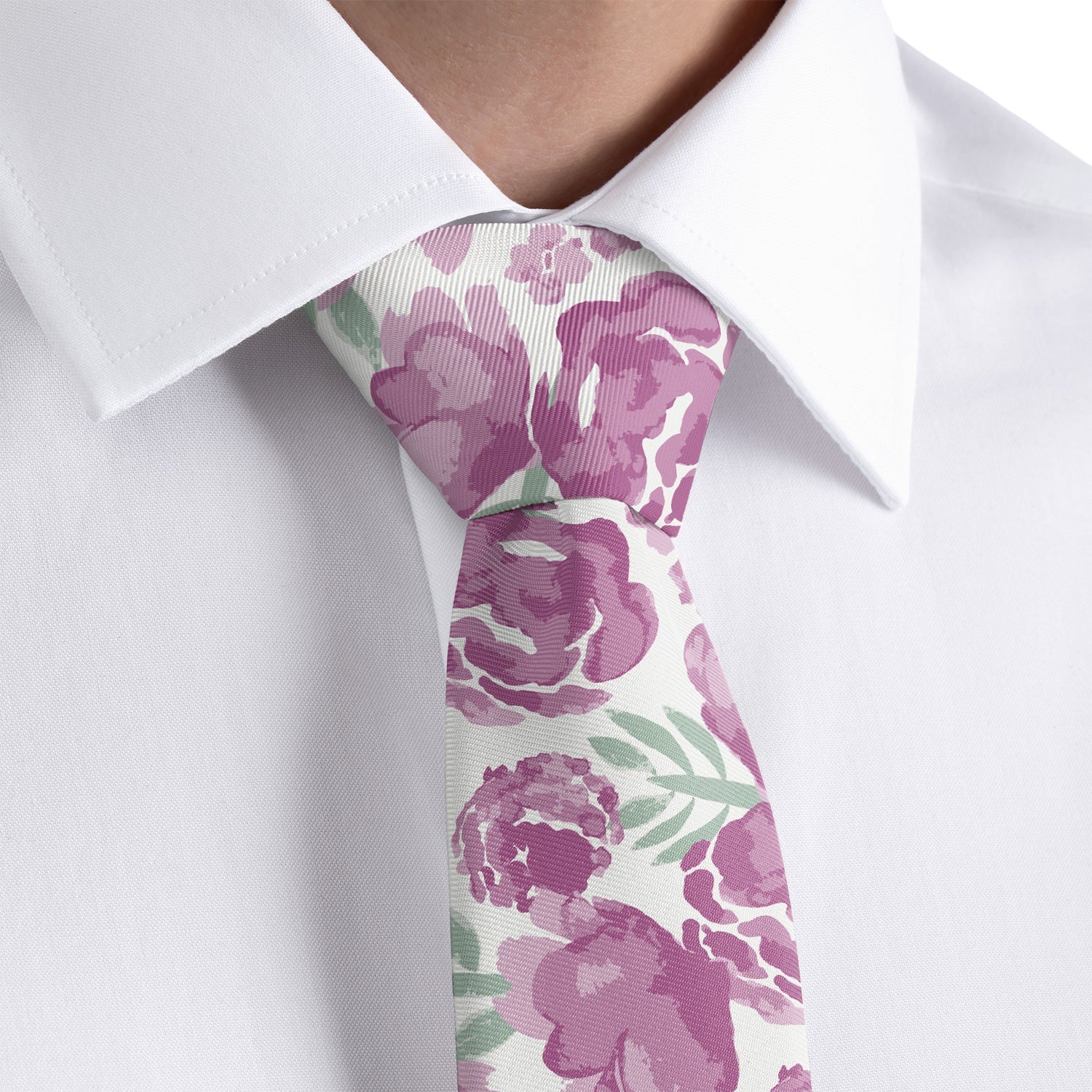 Watercolor Floral Necktie - Rolled - Knotty Tie Co.