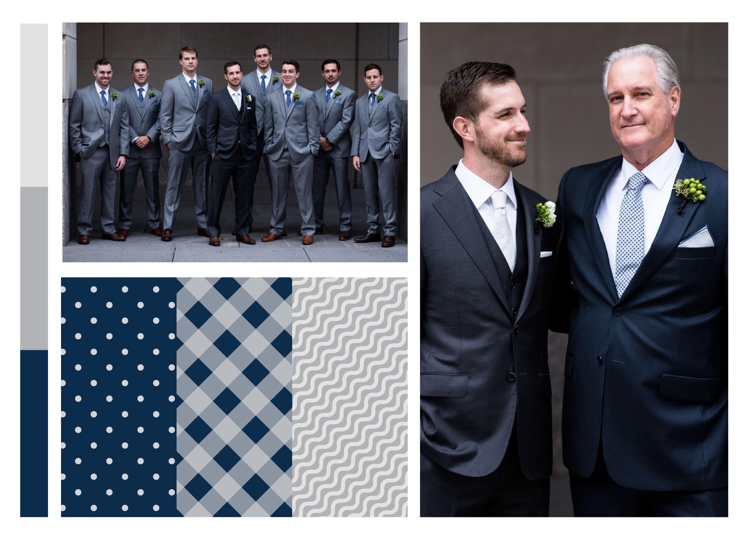Customized wedding ties with classic style patterns like dots plaids and stripes