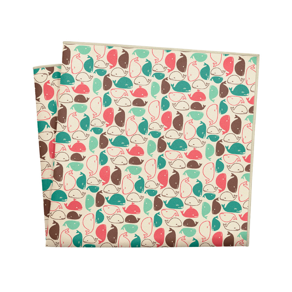 Whales Pocket Square - 12" Square - Knotty Tie Co.