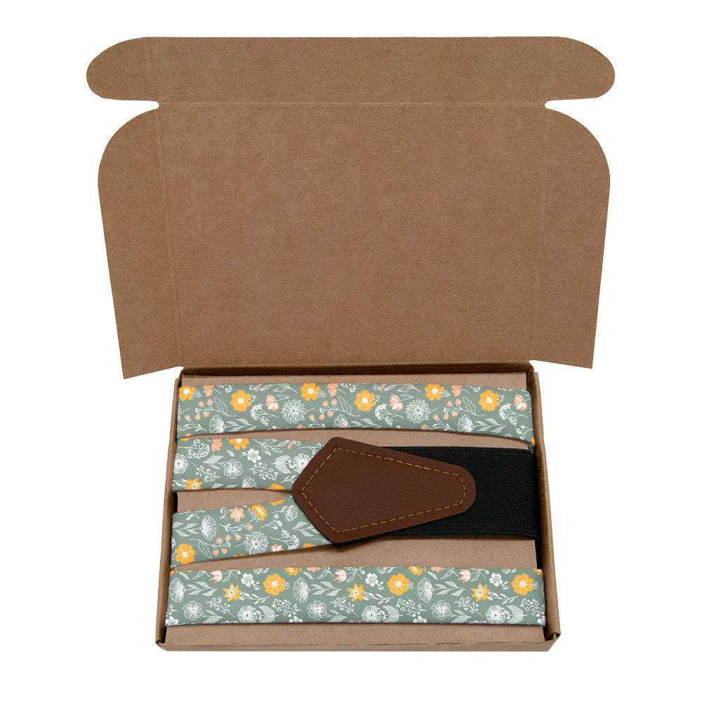 Wildflower Meadow Suspenders - Kraft Gift Box Packaging - Knotty Tie Co.