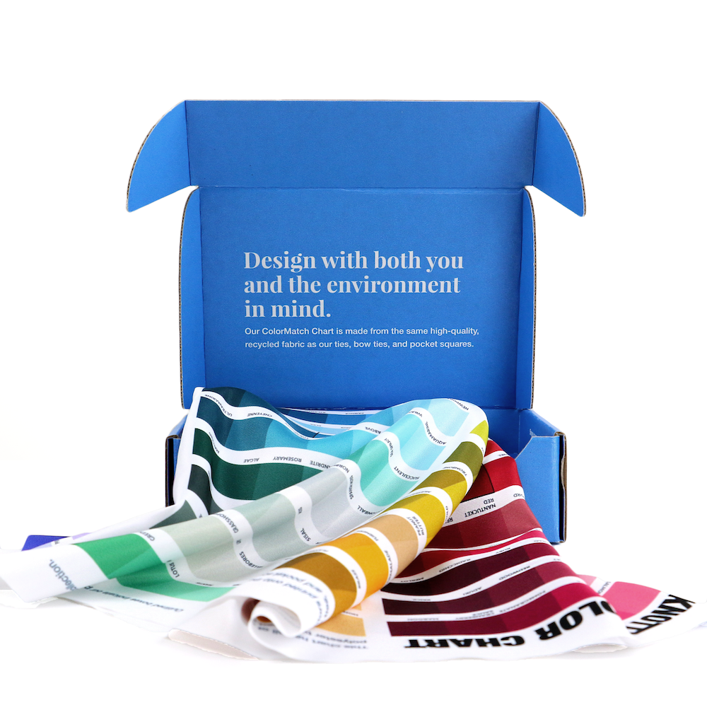 ColorMatch Chart printed color chips on fabric featuring over 500 colors laid onto packaging.