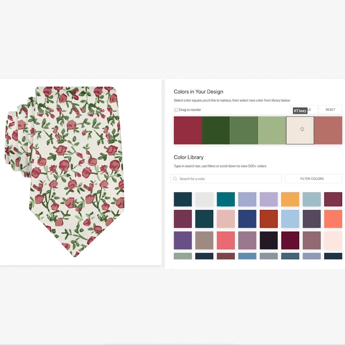 customizing colors on a floral necktie