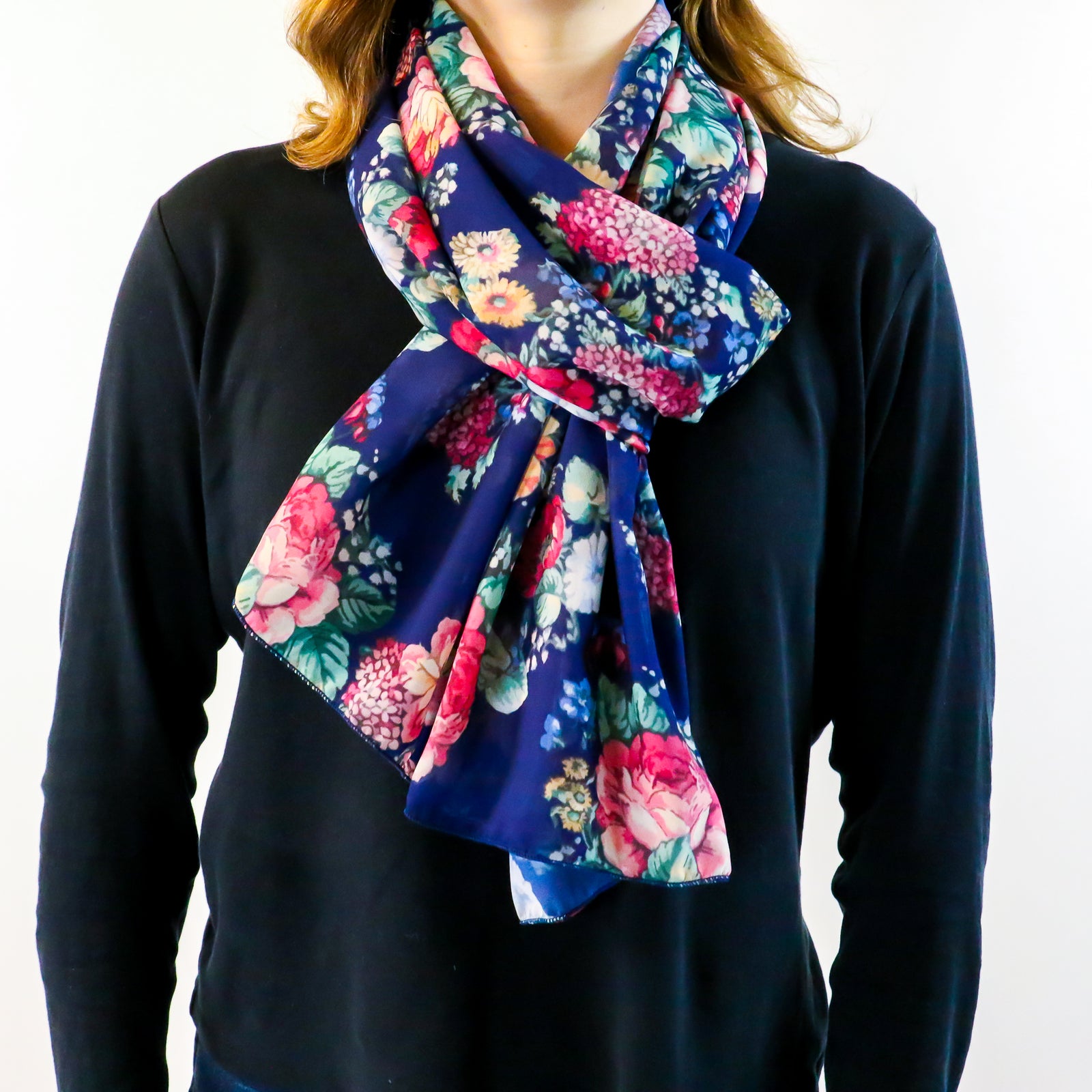 Allison Floral Rectangle Scarf - Front View - Knotty Tie Co.