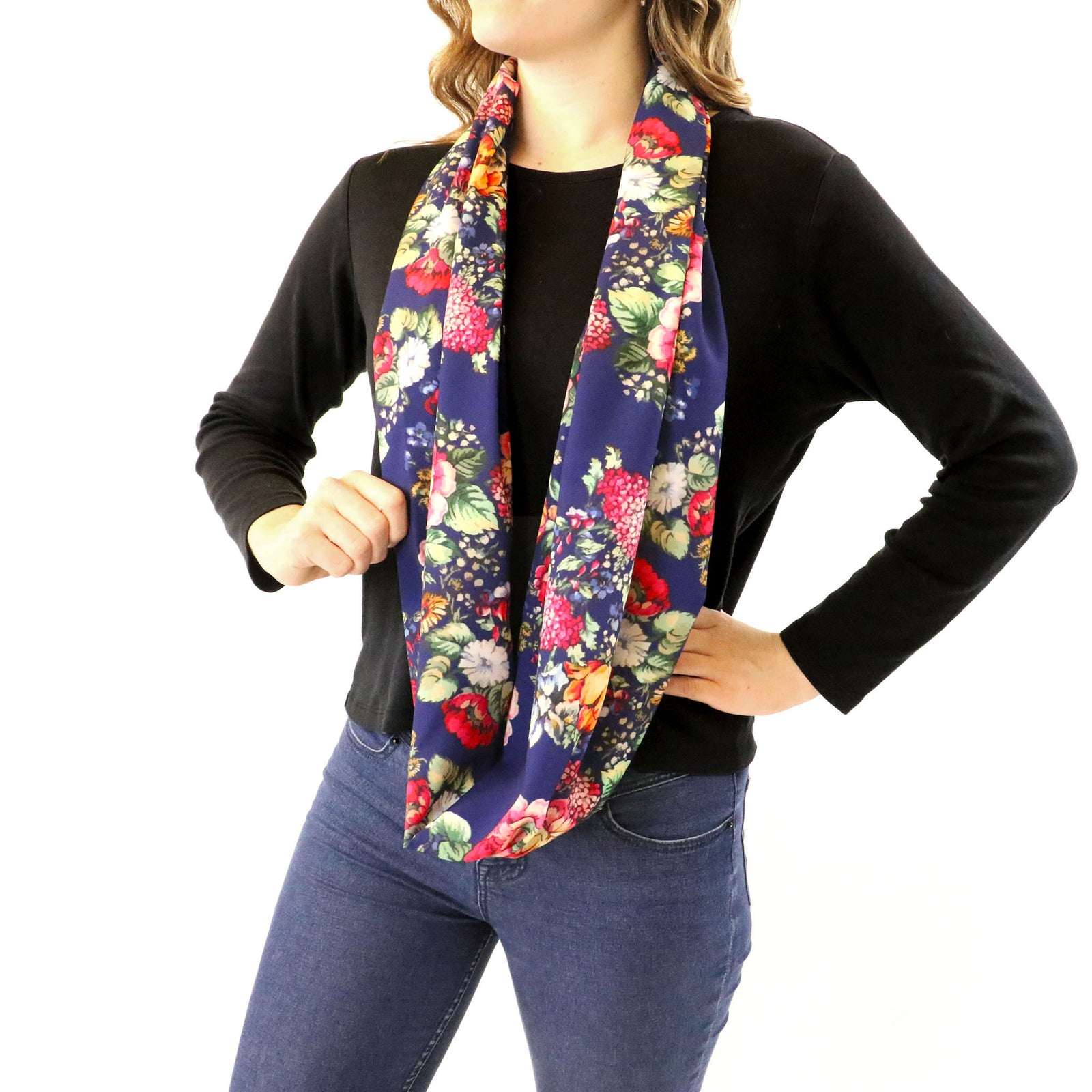 Allison Floral Infinity Scarf - Front View - Knotty Tie Co.