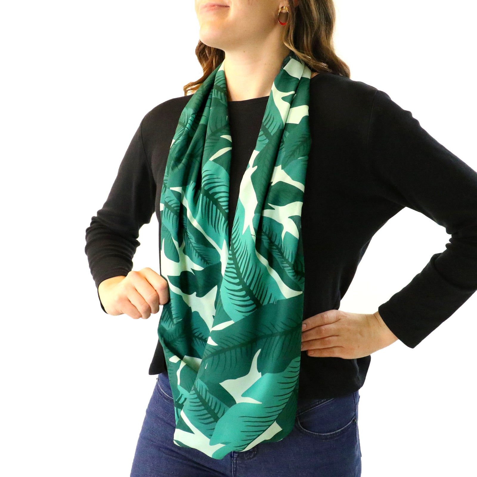 Banana Leaves Infinity Scarf - Front View - Knotty Tie Co.
