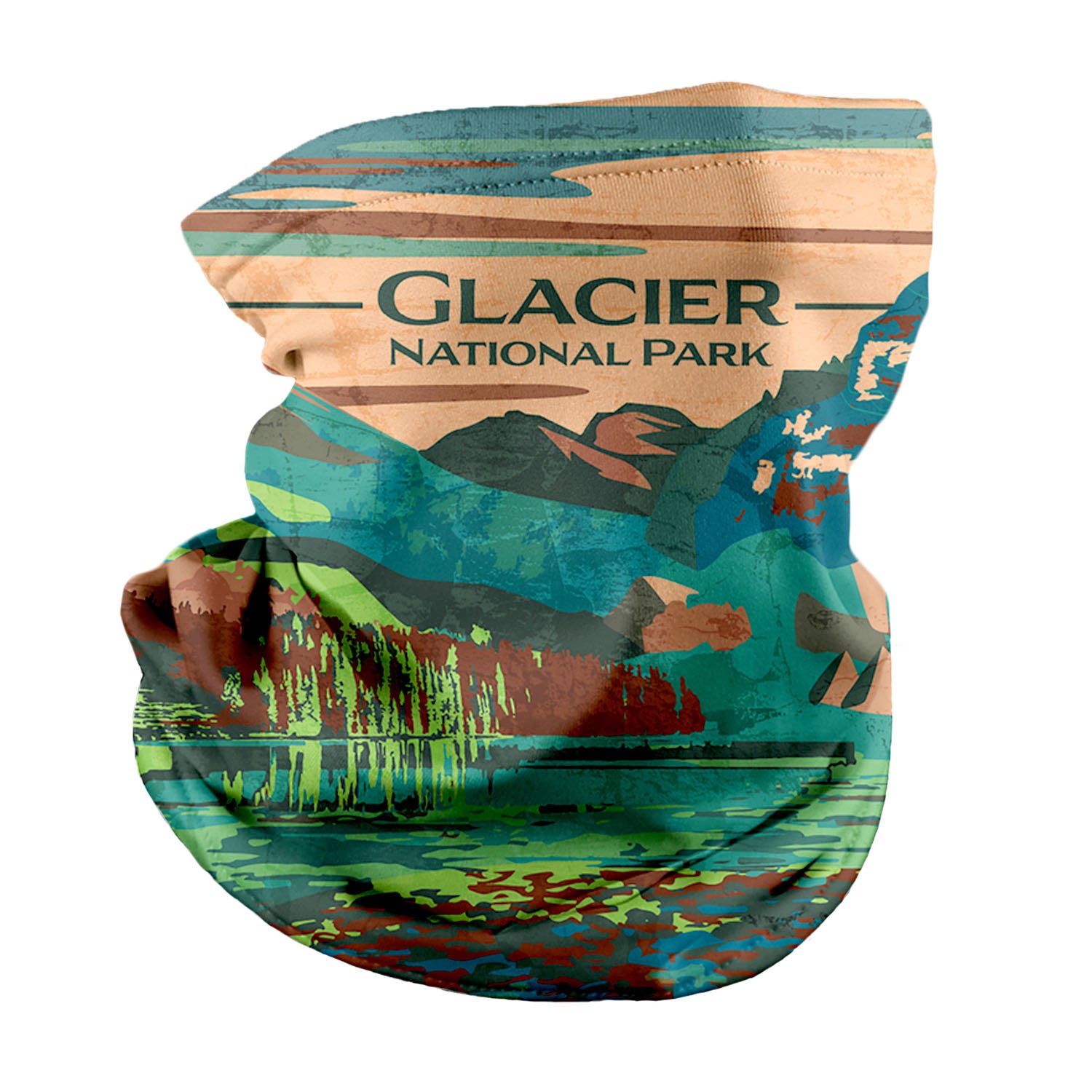 Glacier National Park Abstract Neck Gaiter - Regular - Knotty Tie Co.