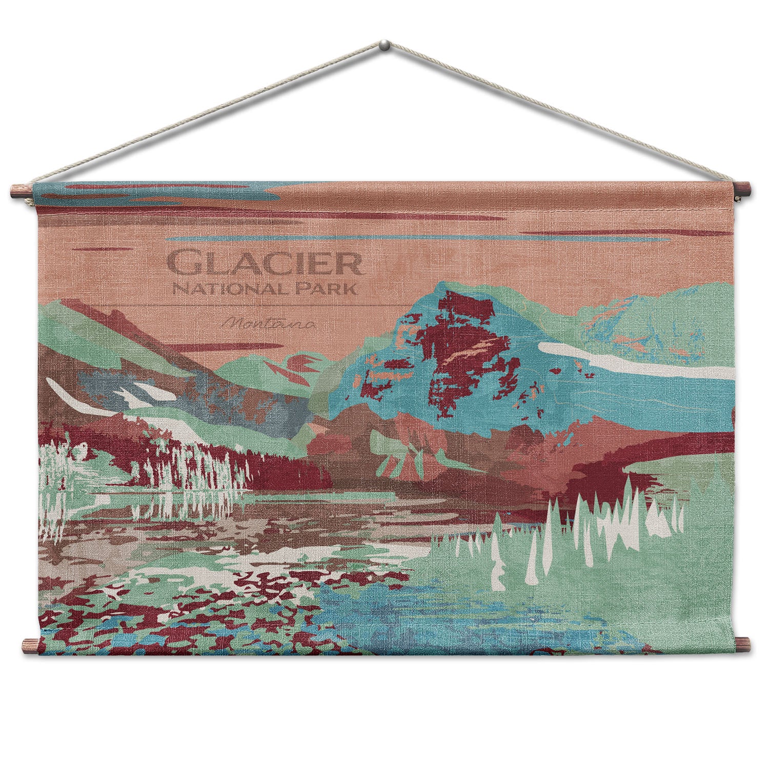 Glacier National Park Abstract Landscape Wall Hanging - Natural - Knotty Tie Co.