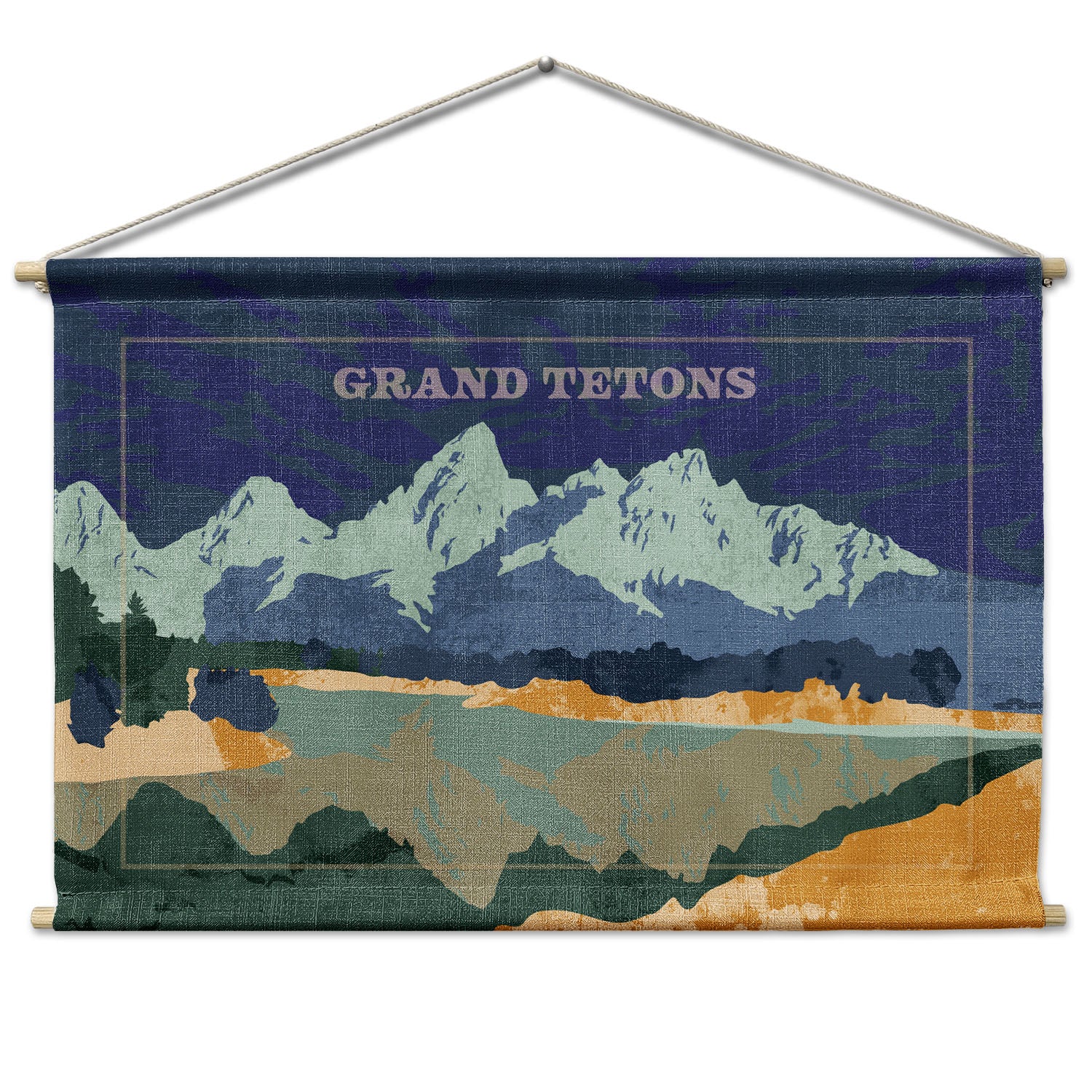 Grand Tetons National Park Abstract Landscape Wall Hanging - Natural - Knotty Tie Co.