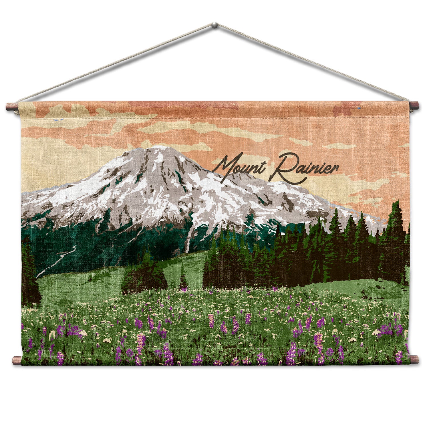 Mount Rainier National Park Abstract Landscape Wall Hanging - Natural - Knotty Tie Co.