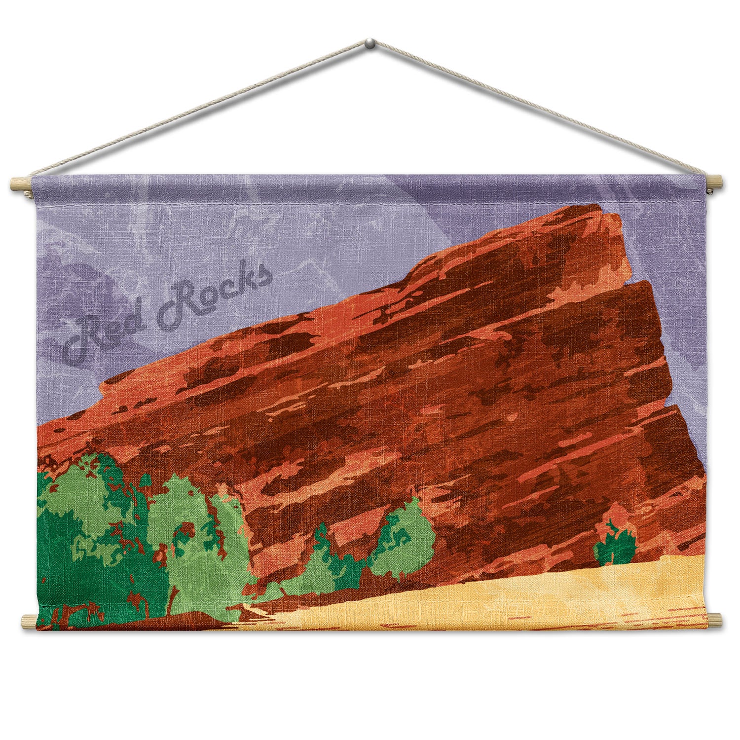 Red Rocks Abstract Landscape Wall Hanging - Natural - Knotty Tie Co.