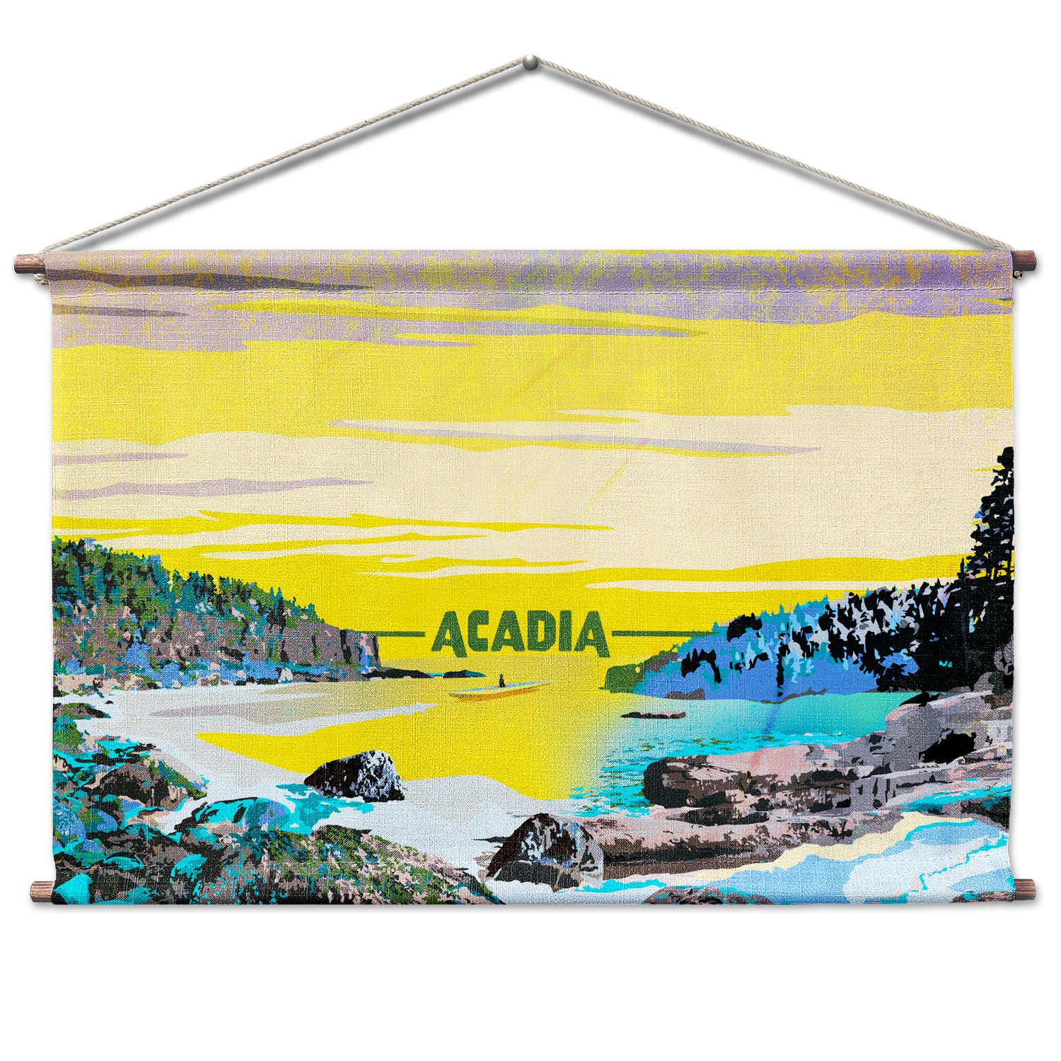 Acadia National Park Abstract Landscape Wall Hanging - Natural - Knotty Tie Co.
