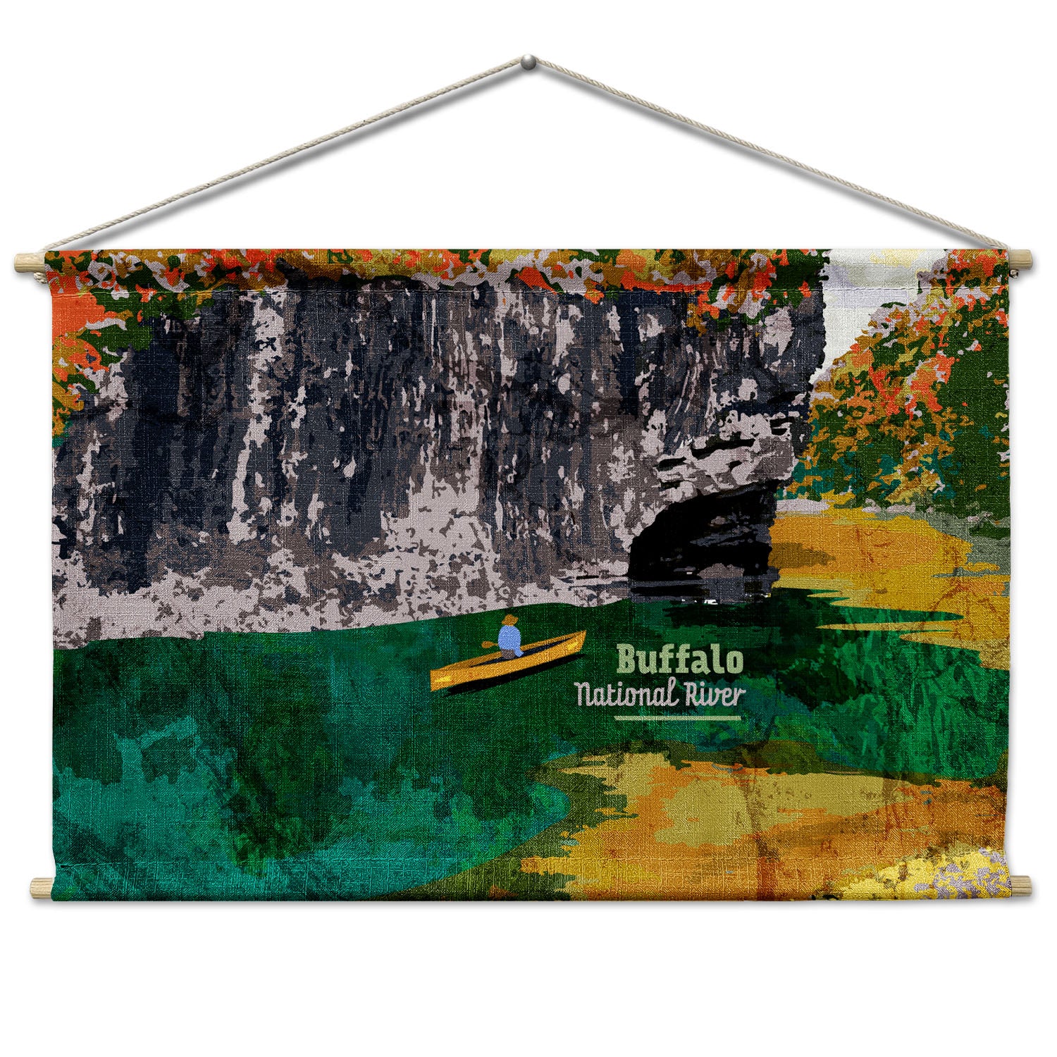 Buffalo National River Abstract Landscape Wall Hanging - Natural - Knotty Tie Co.
