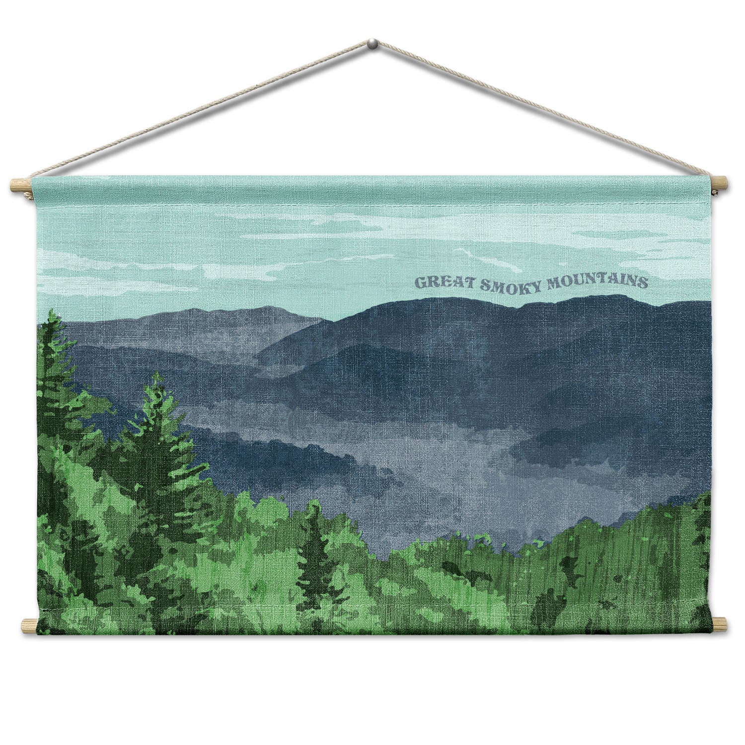Great Smoky Mountains National Park Abstract Landscape Wall Hanging - Natural - Knotty Tie Co.