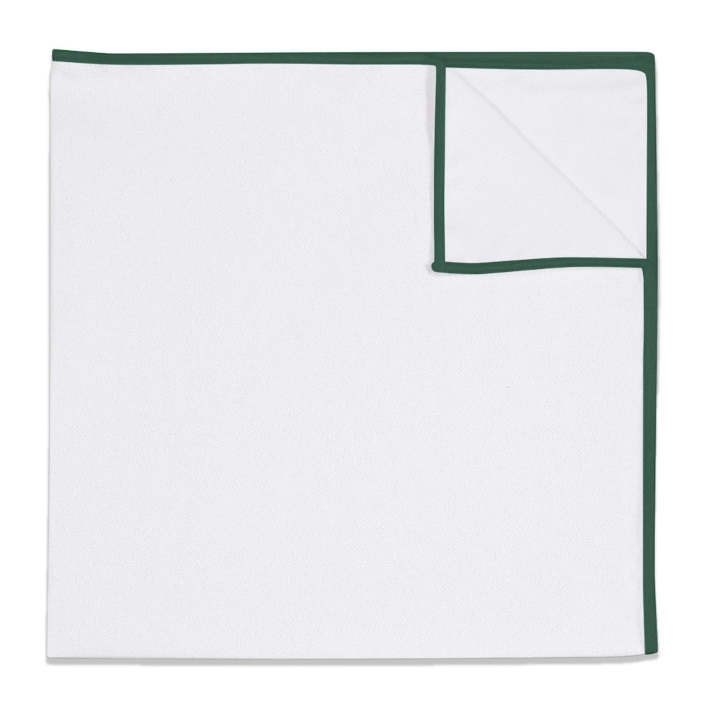 Upcycled White Pocket Square with Accent Thread - KT Dark Green -  - Knotty Tie Co.
