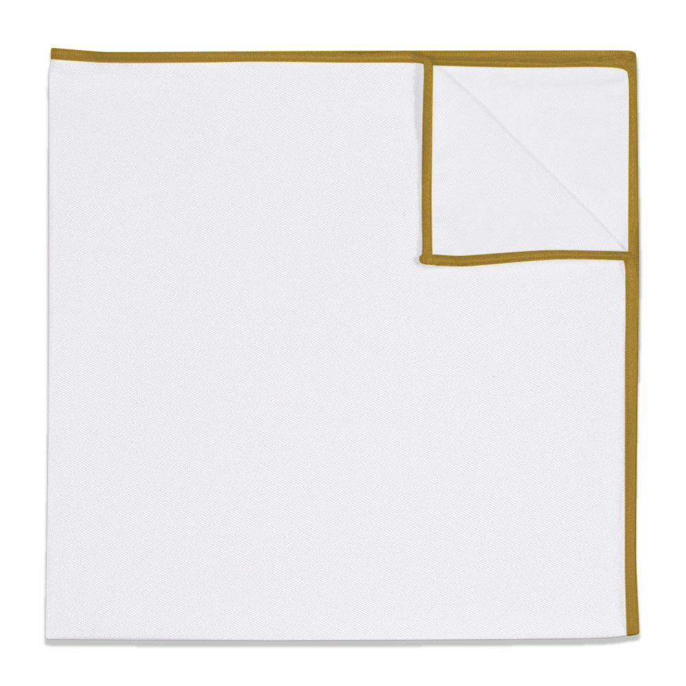 Upcycled White Pocket Square with Accent Thread - KT Gold -  - Knotty Tie Co.